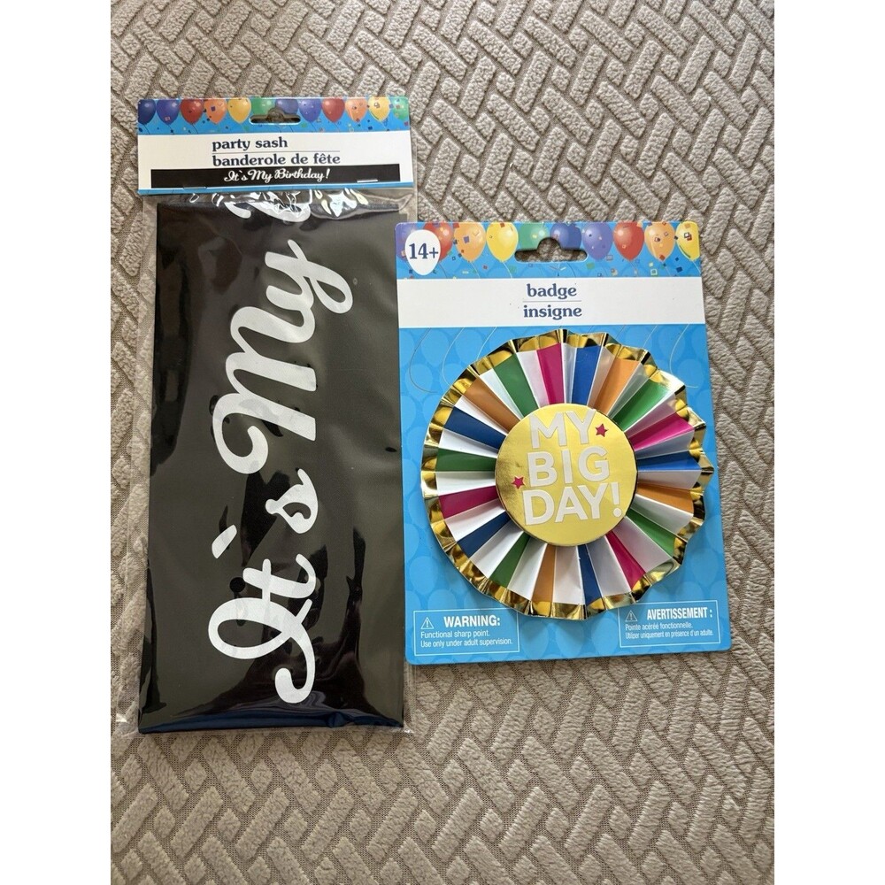 New Birthday Party Bundle It’s My Birthday! Black Sash & My Big Day! Rosette